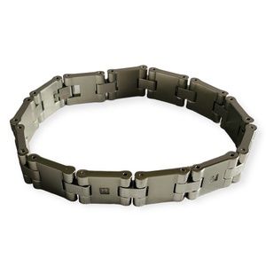 Stainless Steel Unisex Bracelet with Crystals length 8.5”